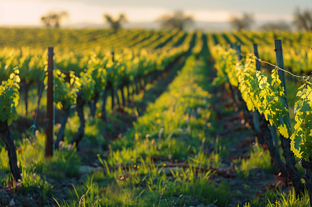 Vineyard trees growing in a rows, a Nature Photo by AlyaAnd