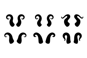 Collection of curved horns. Vector, an Object Illustration by GraphiShop