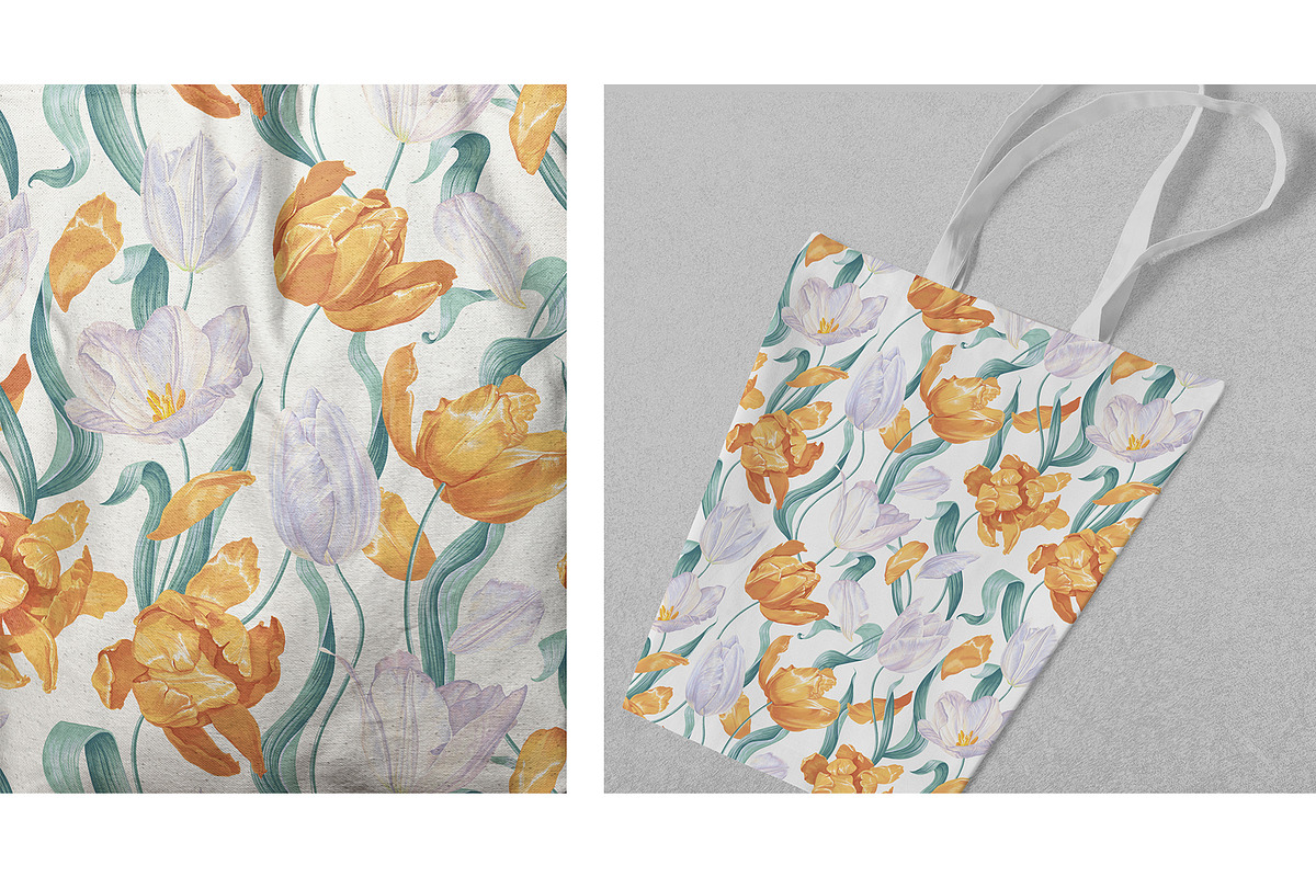 Light Yellow-White Tulips Pattern, a Pattern Graphic by MarynaPetrovska (Photo 6 of 10)