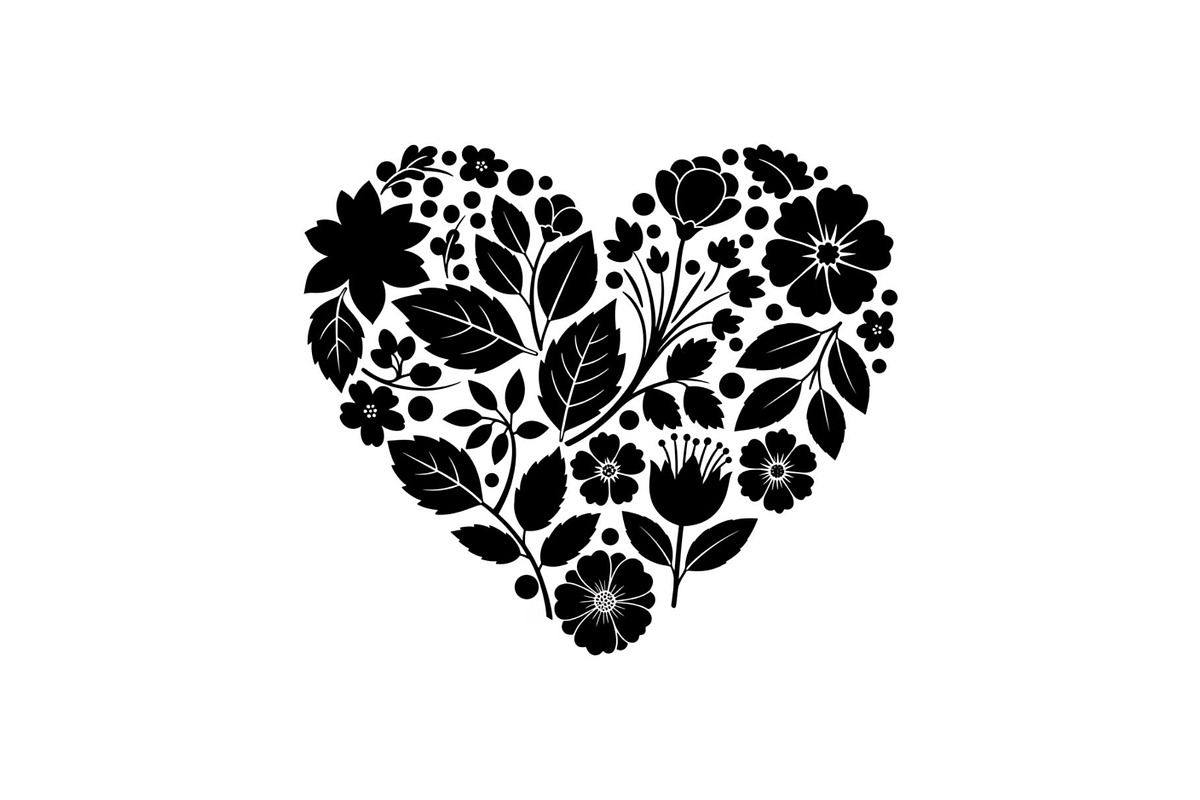 Floral Heart Silhouette Bundle, an Illustration by Designs_River (Photo 15 of 31)