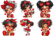 Whimsical Valentine Girls Clipart, an Illustration by Craft Nest (Thumbnail 4 of 6)