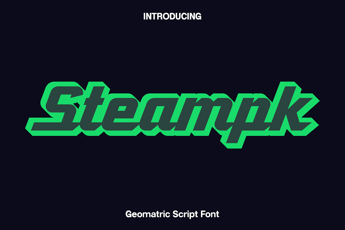Steampk - Atomic Geometric Script, a Script Font by Luna Shop (Photo 1 of 7)