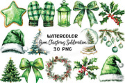 Green Christmas Sublimation Clipart, an Illustration by CraftArtStudio (Thumbnail 1 of 6)