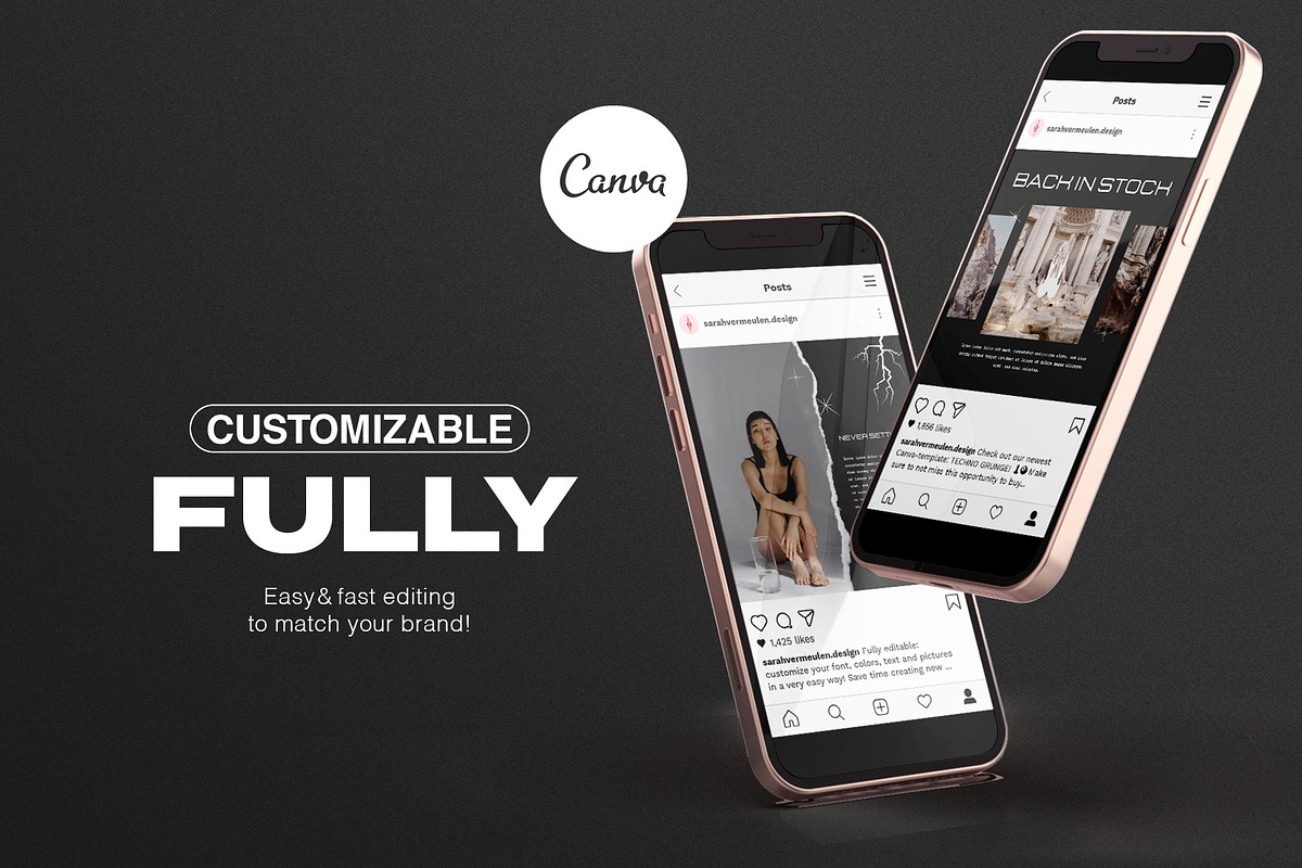 Instagram Social Media CANVA Grunge, a Social Media Template by Vermeulen Design Studio (Photo 3 of 5)