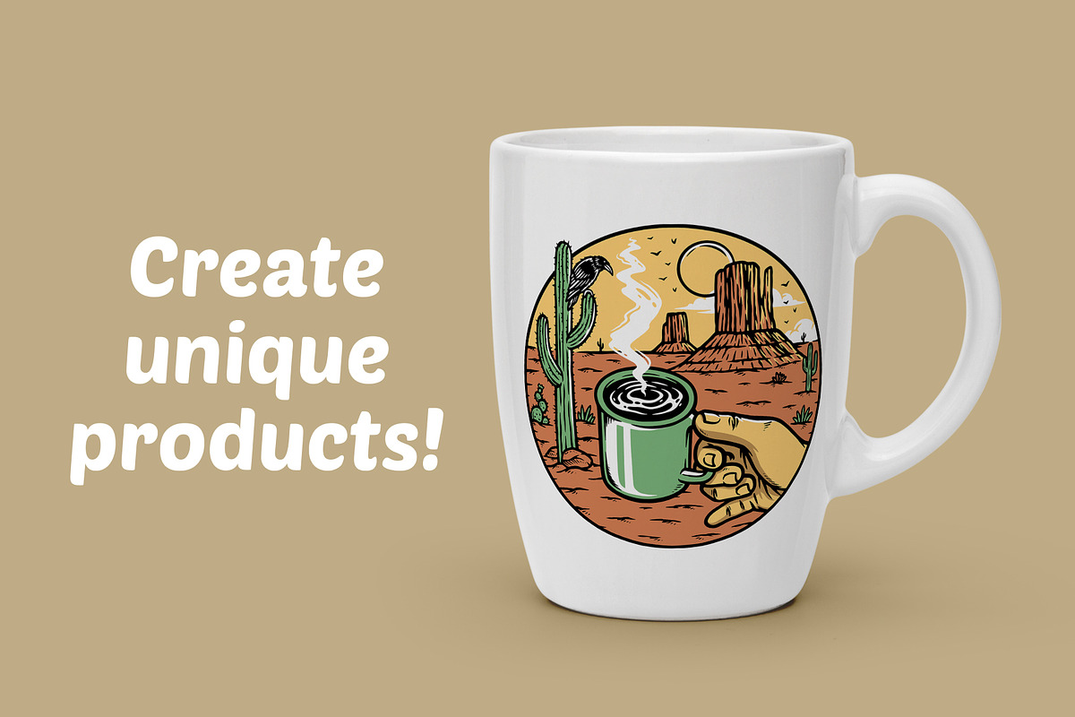 drinking coffee in the desert, a Food Illustration by gunaonedesign (Photo 2 of 5)