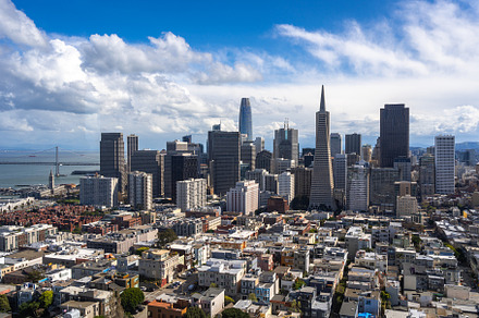 Panoramic view of San Francisco Bay and downtown skyline, USA, an Architecture Photo by GoodGoods