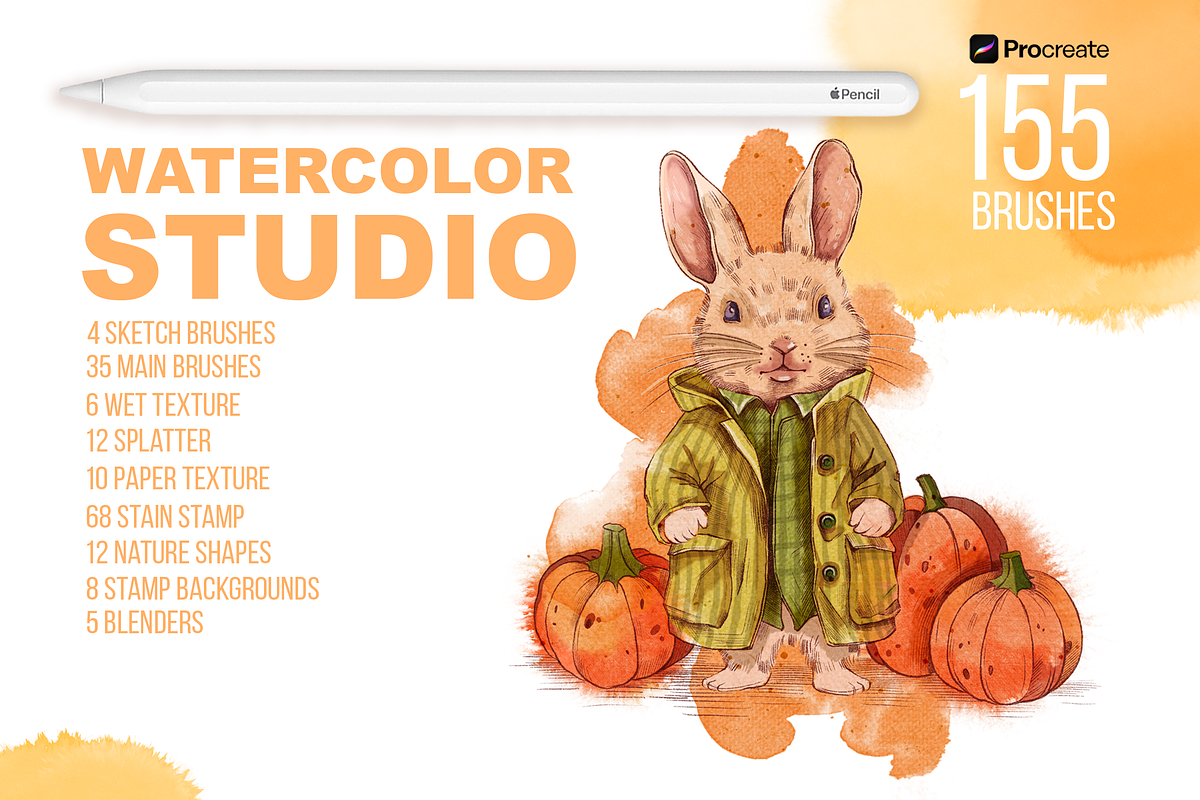 WATERCOLOR STUDIO FOR PROCREATE, a Brush Add-On by AlexandraArt (Photo 2 of 11)