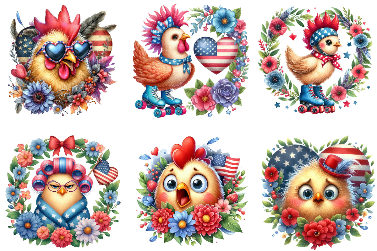 Crazy Chicken Sublimation Clipart, an Illustration by DreamArtGraphic (Photo 4 of 4)