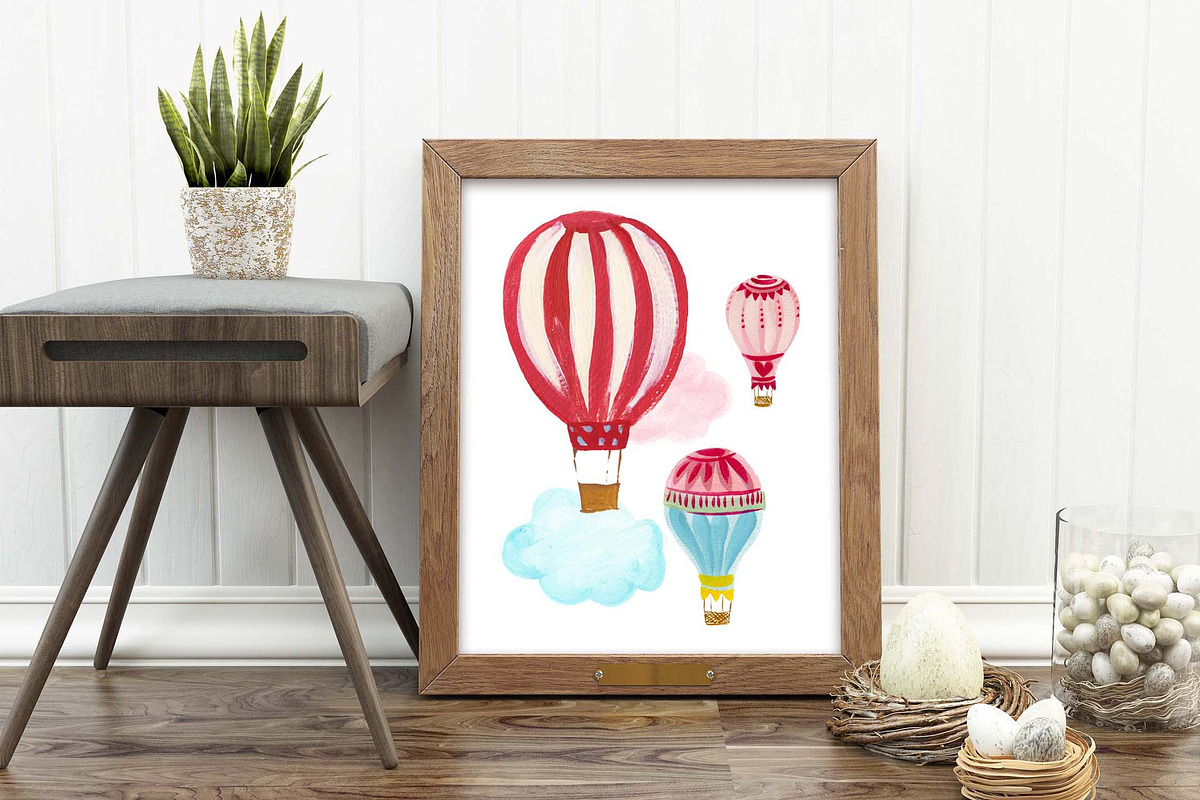 Hot Air Balloons, clipart & pattern, an Illustration by swiejko (Photo 5 of 5)