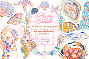 Preppy Coastal Watercolor Clipart, a Decorative Illustration by TheHappyGiftArt (Thumbnail 2 of 10)