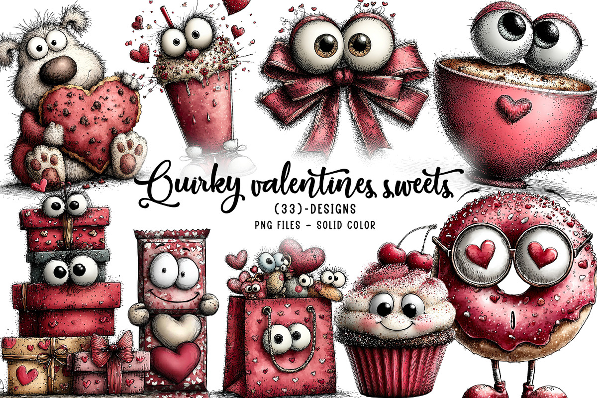 Quirky valentines sweets clipart, an Illustration by CreationArt (Photo 1 of 6)