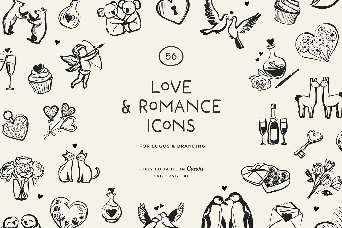 LOVE & ROMANCE lineart illustrations, a Seasonal Illustration by Crocus Paperi (Photo 1 of 4)