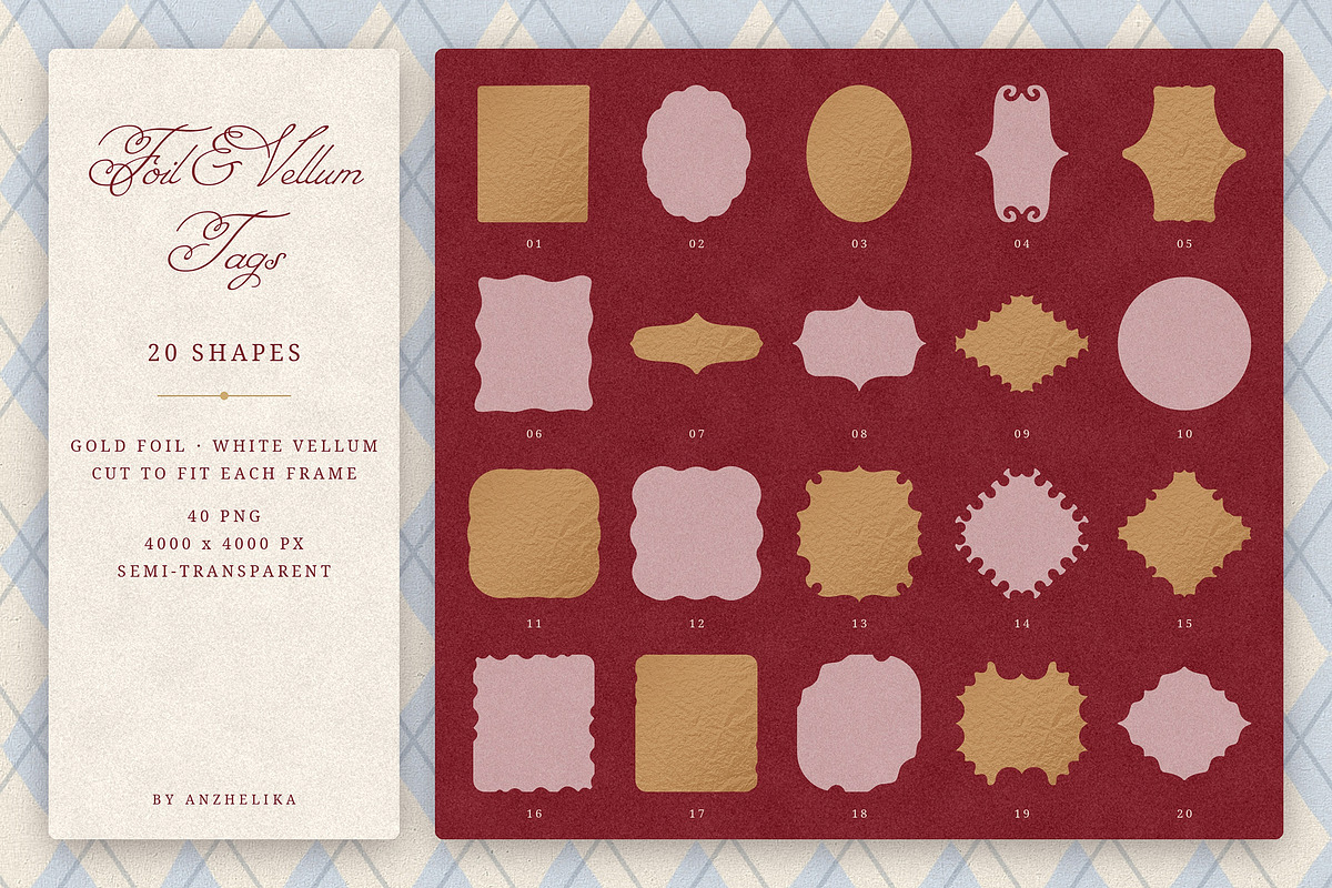 Embossed Frames and Gold Foil Tags, an Object Graphic by Anzhelika (Photo 7 of 10)