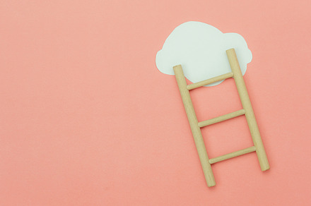 wooden ladder with cloud., a Business Photo by OSABEE TOP VIEW