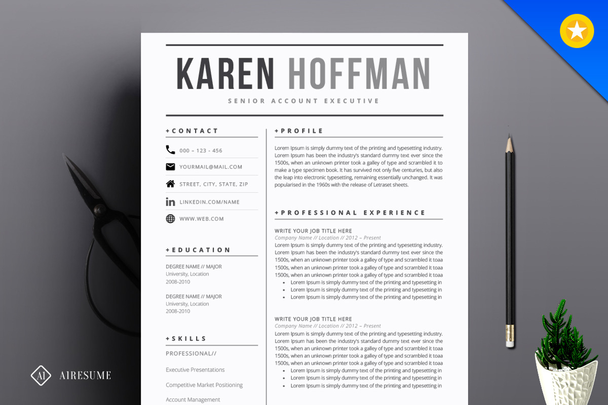 Modern Resume Template, a Resume Template by A1RESUME (Photo 1 of 6)