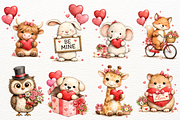 Whimsical Valentine's Day Animal PNG, an Animal Illustration by SugarCloudStudioArt (Thumbnail 3 of 4)