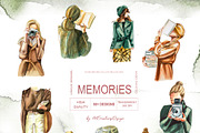 Watercolor Memories Clipart Set, a Person Illustration by ArtCreationsDesign (Thumbnail 2 of 10)