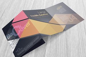 Double Gatefold Brochure Mockups