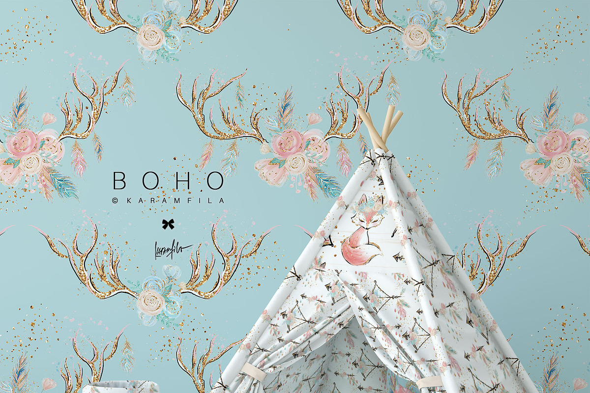 Boho Tribal Animal Seamless Patterns, a Pattern Graphic by KaramfilaS (Photo 19 of 19)