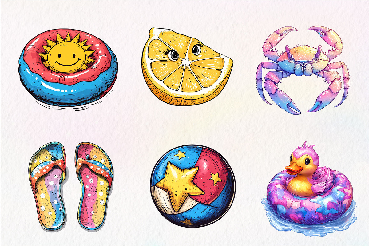 Abstracts Cute Summer Clipart, an Illustration by CreationArt (Photo 2 of 5)