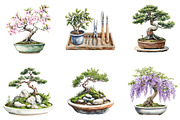 Bonsai Tree Clipart Bundle, a Seasonal Illustration by Designking (Thumbnail 3 of 5)