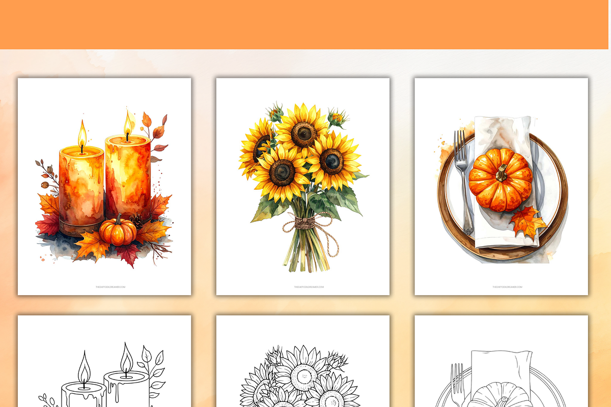 50 Thanksgiving Coloring Pages, an Object Illustration by Daffodil Dream Studio (Photo 4 of 13)