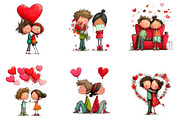 Whimsical Valentine Couple Clipart, an Illustration by CreationArt (Thumbnail 2 of 6)