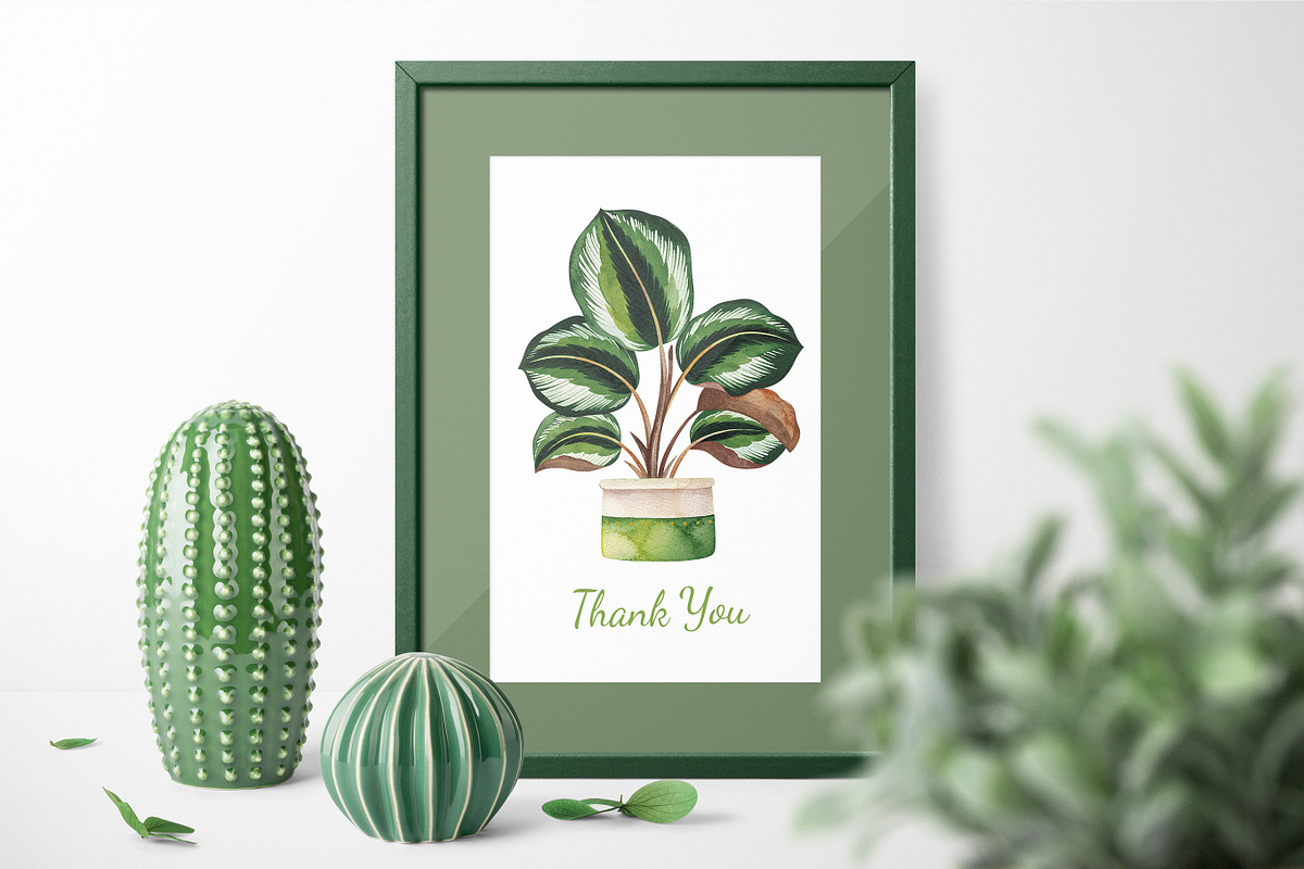 Watercolor Potted Plants, an Object Graphic by Kate_Rina (Photo 4 of 4)