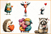 Animals Valentine Day Clipart, an Illustration by Watercolor design (Thumbnail 3 of 9)