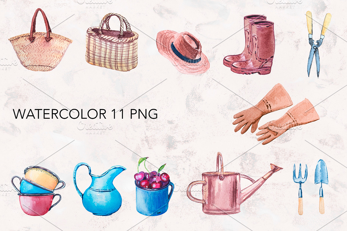 Watercolor Gardening Set, an Illustration by lilisavelieva (Photo 4 of 7)