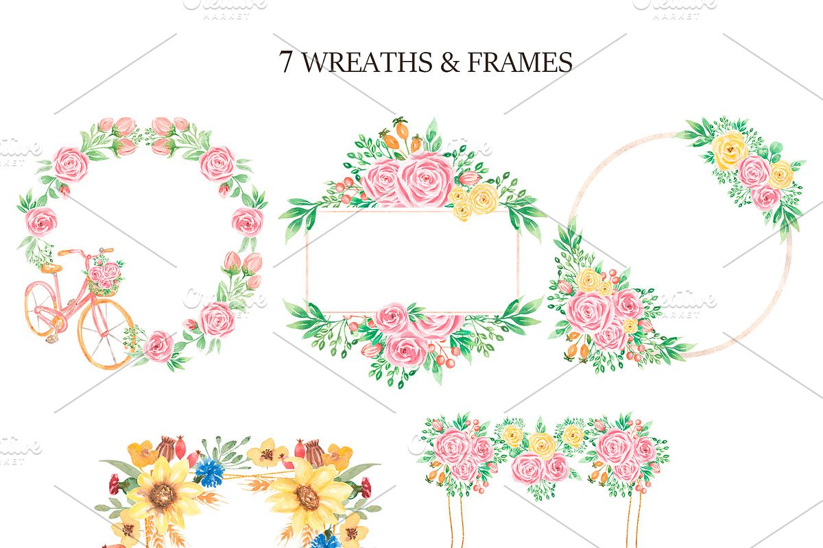 Watercolor Flower Shop Set, a Decorative Illustration by MayaNavits (Photo 3 of 6)