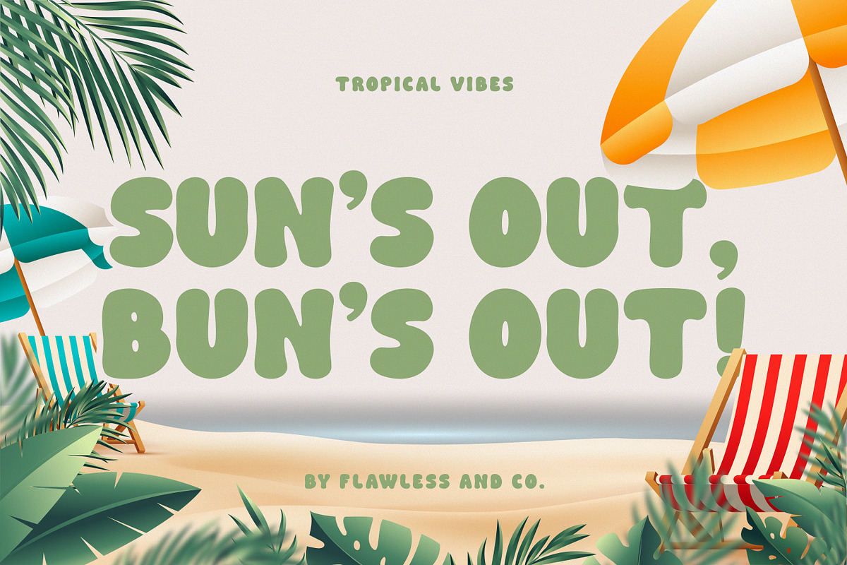 Tropical Vibes - Display Retro Font, a Sans Serif Font by Flawless And Co (Photo 2 of 9)