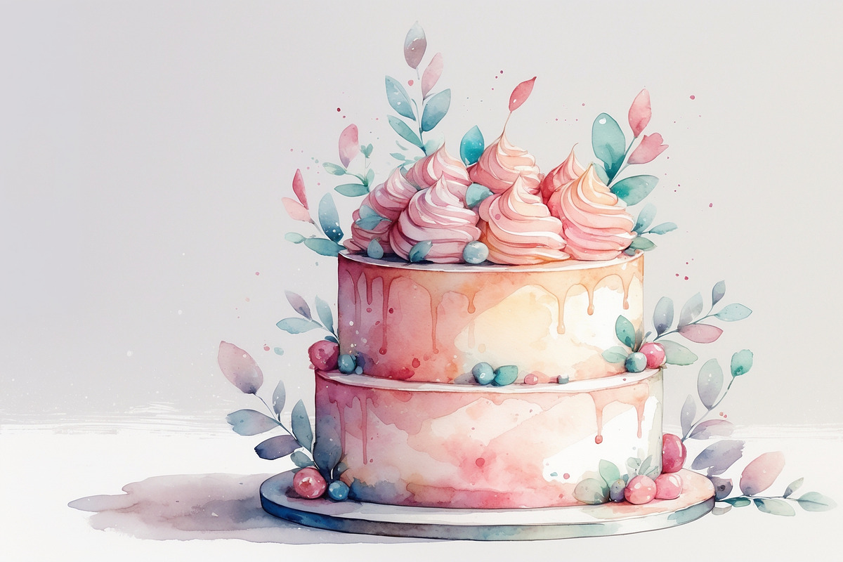 Watercolor Cakes & Pies Set, an Illustration by hafijul (Photo 8 of 11)