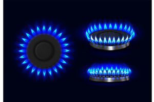 Gas stove realistic burner with blue, an Object Illustration by Frogella