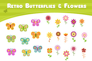 Retro Butterflies & Flowers