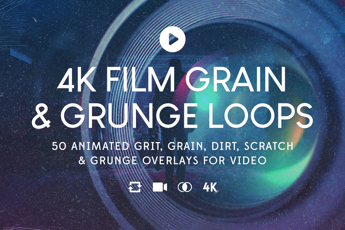 50 4K Film Grain & Grunge Loops, a Texture Graphic by Liam McKay (Photo 1 of 14)