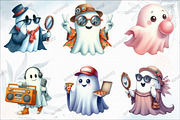 Funny Retro Halloween Ghost Clipart, a Graphic by designcity5 (Thumbnail 2 of 5)