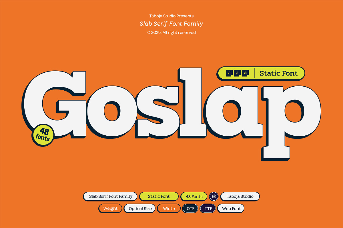 TBJ Goslap Slab Font Family, a Slab Serif Font by Taboja Studio (Photo 1 of 21)