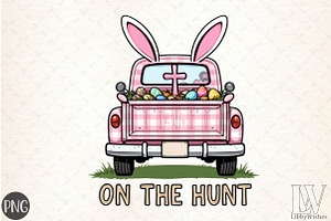 On the Hunt Retro Happy Easter Truck, an Illustration by Libby Wishes
