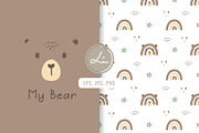 Seamless patterns with cute bear, a Pattern Graphic by lindoet23 (Thumbnail 1 of 3)