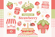 Strawberry - Cliparts Set, an Illustration by Estudio Daiane Barbosa (Thumbnail 1 of 10)