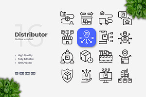 Distributor Outline Icons, an Outline Icon by Upnowgraphic