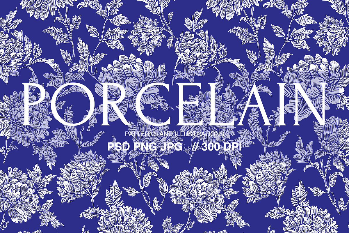 Porcelain Delicate Floral Pattern, a Pattern Graphic by Mariia Kovalchuk (Photo 1 of 14)