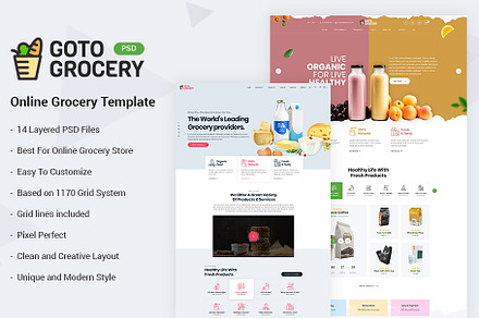 Gotogrocery Grovery PSD Template