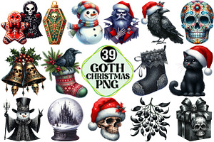 Goth Christmas Clipart, an Illustration by Pixels.Craft