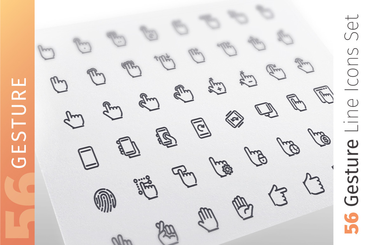 Gesture Line Icons Set, an Outline Icon by Voysla's Shop (Photo 1 of 4)