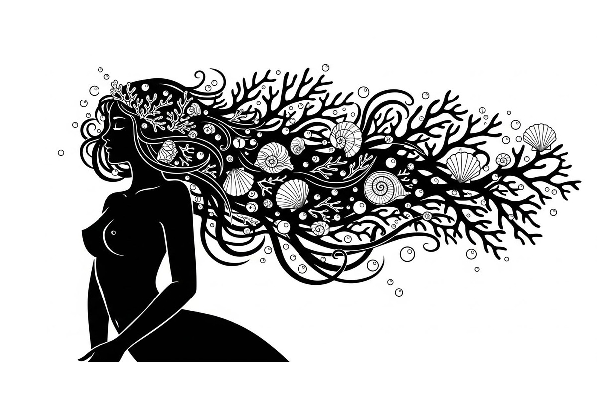 Fantasy Flowing Hair Mermaid Bundle, an Illustration by jahid234 (Photo 30 of 31)