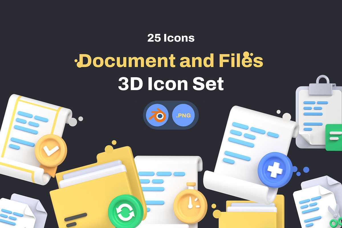 Documents and Files 3D icon Pack, an Object 3D Model by Nate Studios (Photo 1 of 8)