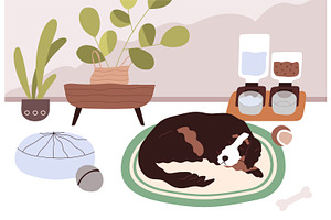 Cute dog sleeping on the floor, an Animal Illustration by Good Studio