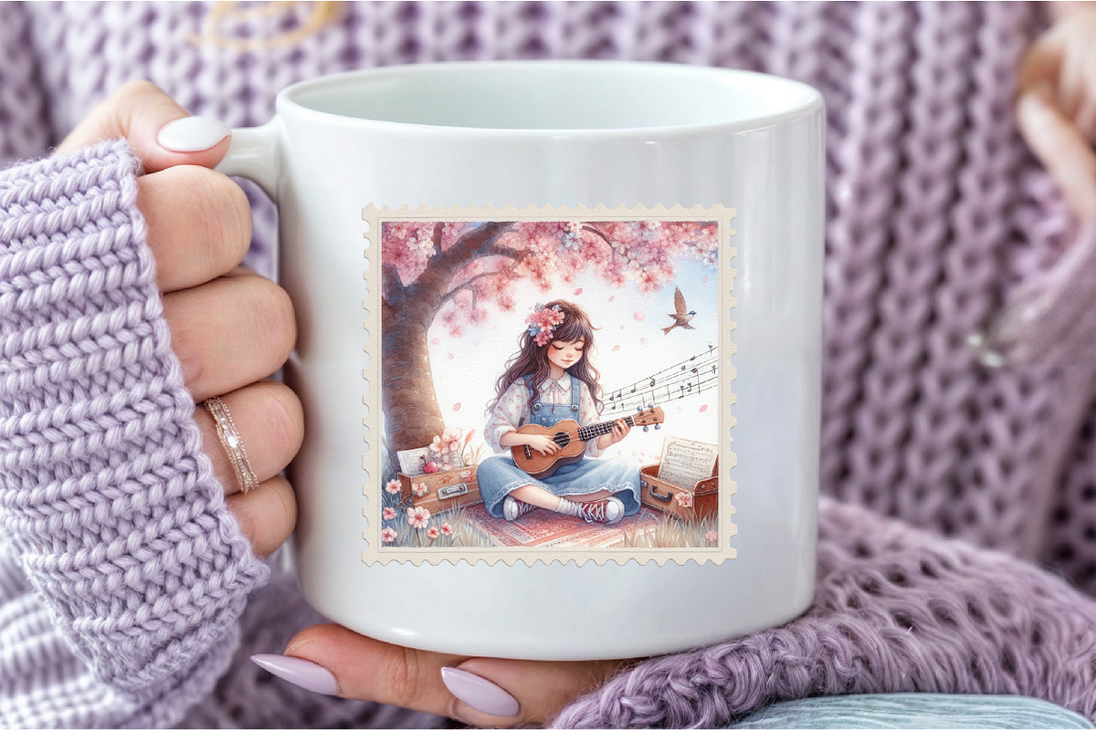 Cherry Girl Postage Stamps, an Illustration by DreamCafeArt (Photo 7 of 8)
